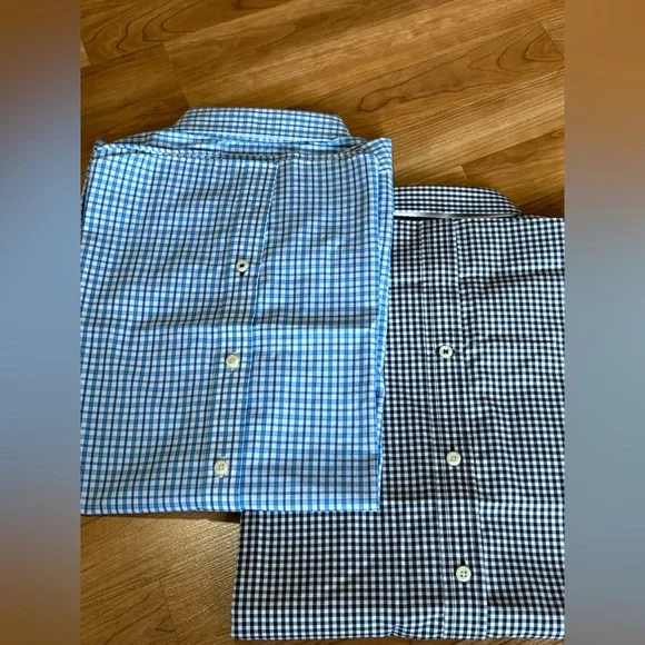 Nautica Men Gingham Shirts Medium Bundle of 2 one short sleeve, one long sleeve - Picture 8 of 9